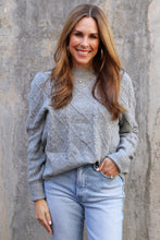 Load image into Gallery viewer, Heather Grey Cable Knit Sweater
