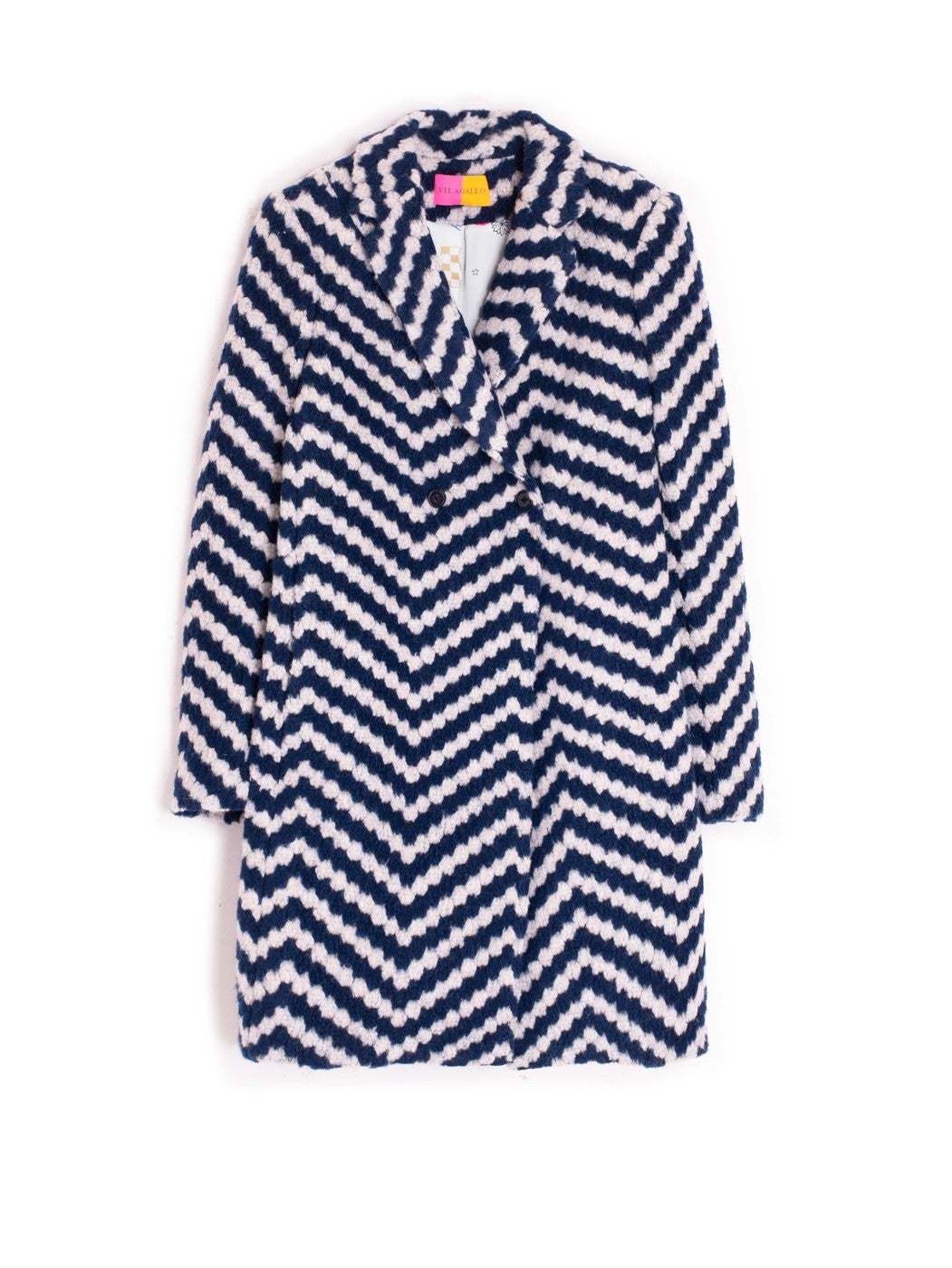Amy Coat in Navy/White Chevron