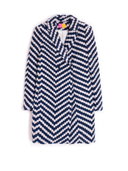 Amy Coat in Navy/White Chevron