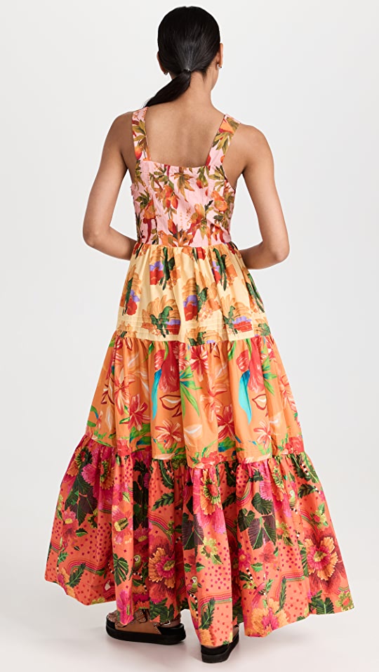 Mixed Warm Prints Maxi Dress