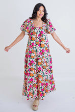 Load image into Gallery viewer, Fall Floral Square Neck Maxi Dress
