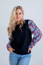 Load image into Gallery viewer, Black Floral Sleeve Sweatshirt
