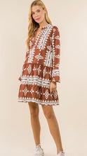 Load image into Gallery viewer, Brown Geometric Tunic Dress
