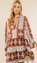 Load image into Gallery viewer, Brown Geometric Tunic Dress
