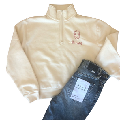 Hog Cream Half Zip Sweatshirt
