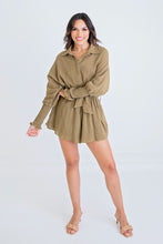 Load image into Gallery viewer, Button Up Tie Romper in Tan
