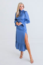 Load image into Gallery viewer, Slate Blue Smock Neck Midi Dress
