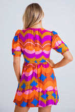 Load image into Gallery viewer, Groovy Button Puff Sleeve Dress
