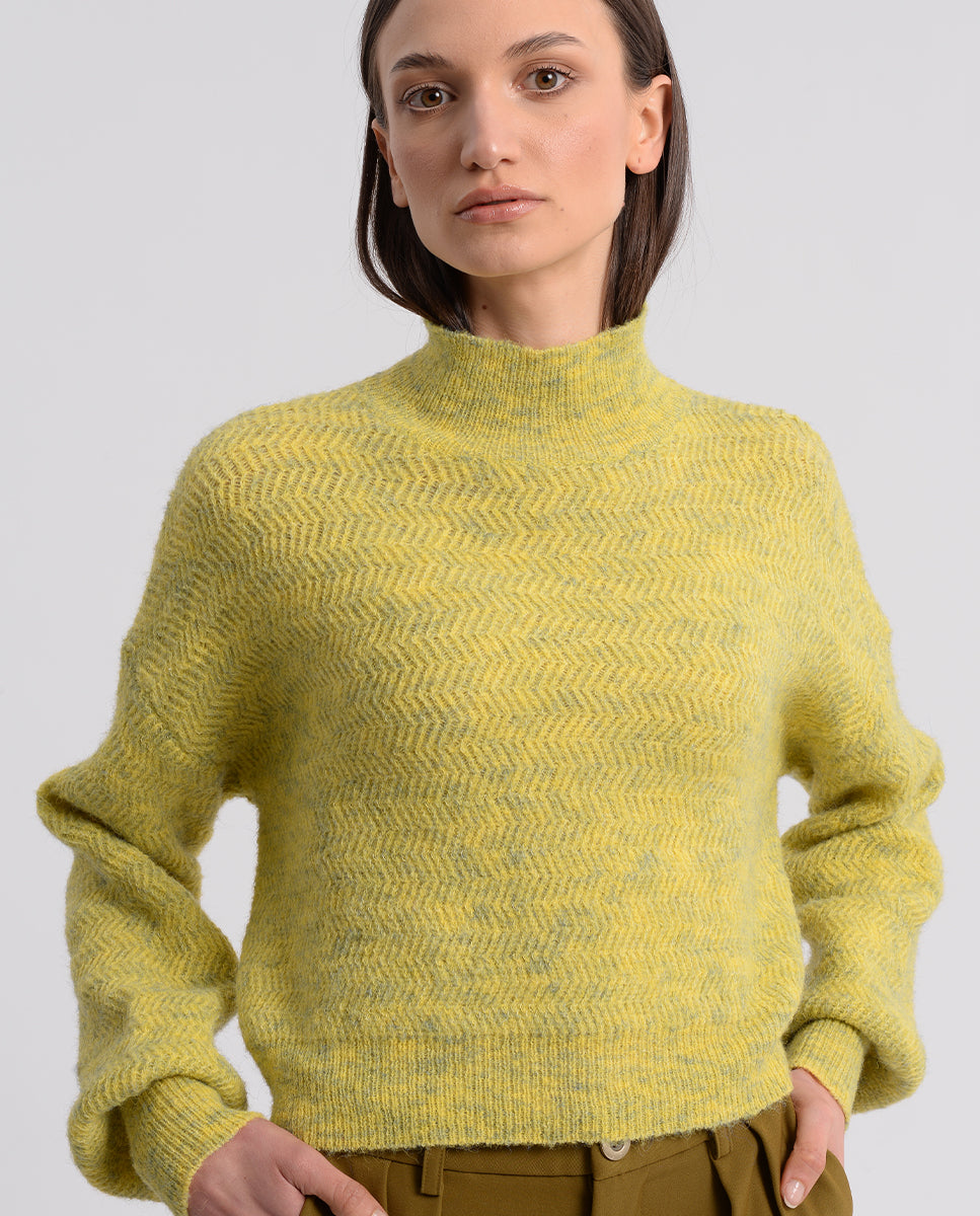 Lime Yellow Marbled Sweater