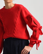 Load image into Gallery viewer, Red Cable Sweater w/Bows
