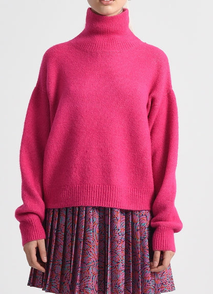 Turtleneck Sweater in Hot Pink