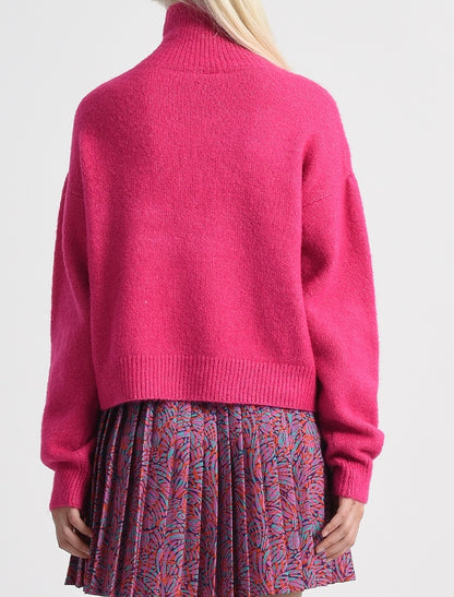 Turtleneck Sweater in Hot Pink