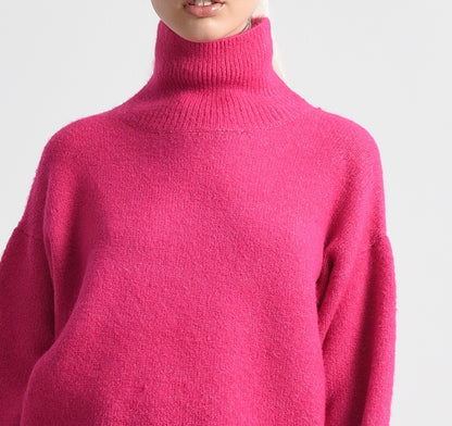 Turtleneck Sweater in Hot Pink