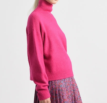 Turtleneck Sweater in Hot Pink