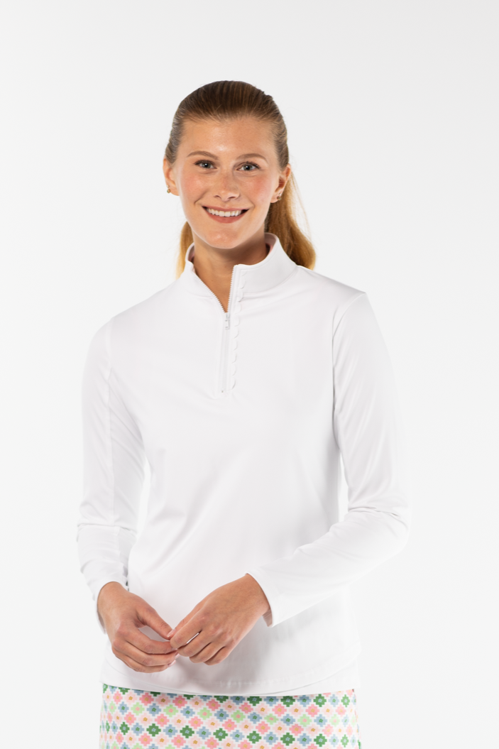 Ava 1/4 Zip in White