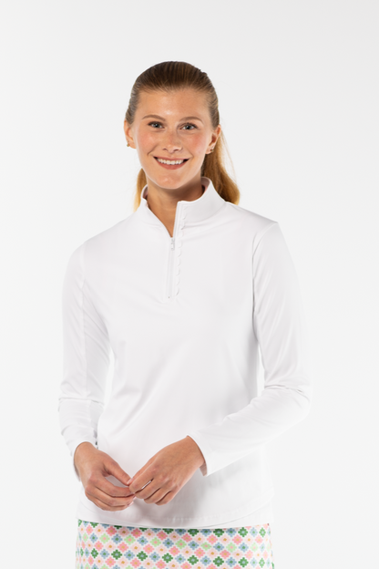 Ava 1/4 Zip in White