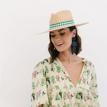 Load image into Gallery viewer, Paulina Green Gingham Palm Hat
