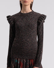 Load image into Gallery viewer, Chocolate Flek Ruffle Sleeve Sweater
