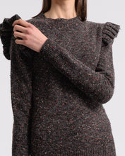 Load image into Gallery viewer, Chocolate Flek Ruffle Sleeve Sweater
